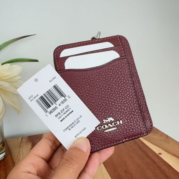 NWT Coach Leather Zip Card Case - Picture 6 of 6